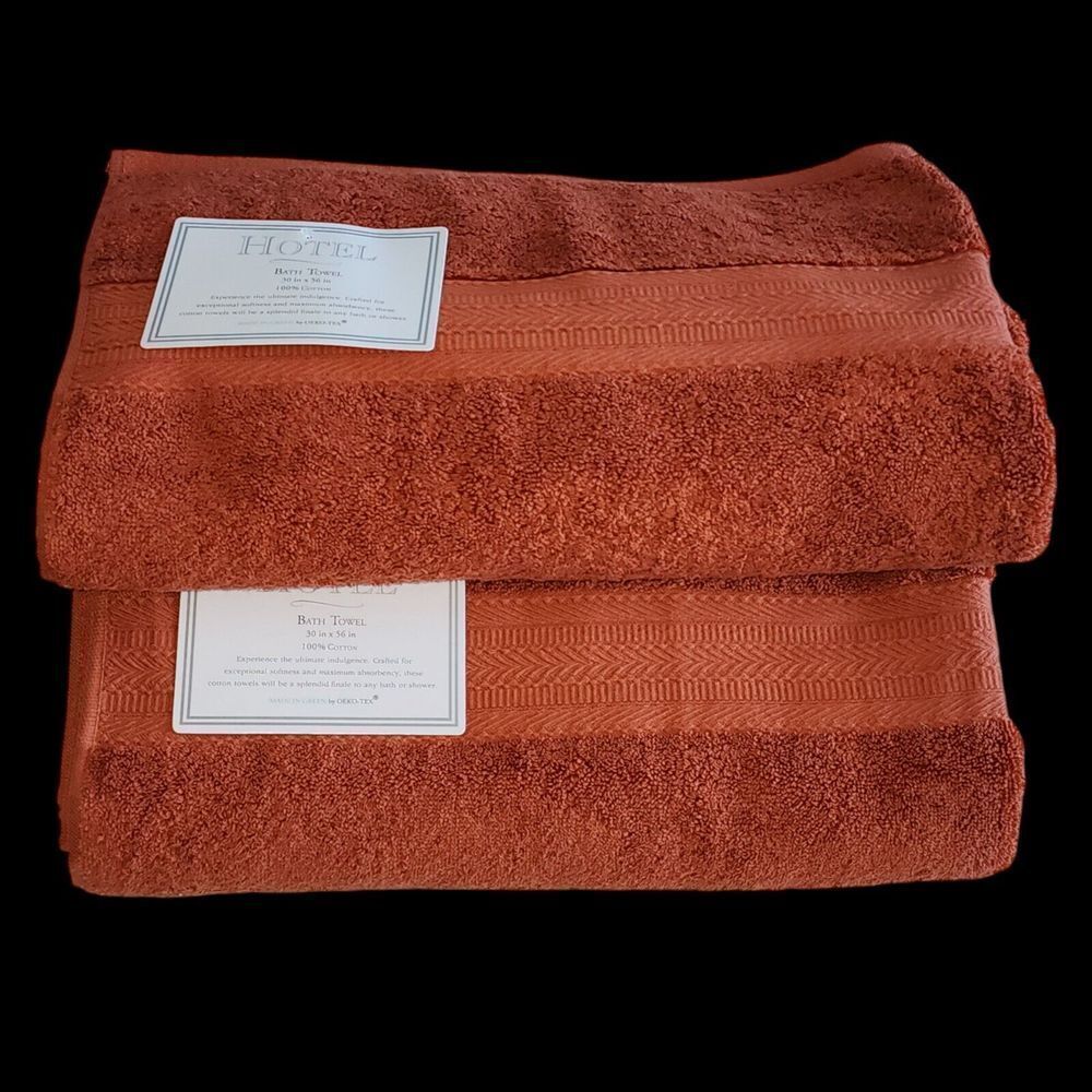 Hotel‎ 8pc Autumn Rust Red Cotton Towel Set 2 Bath 2 Hand 4 Tip Made in Green - Picture 12 of 15